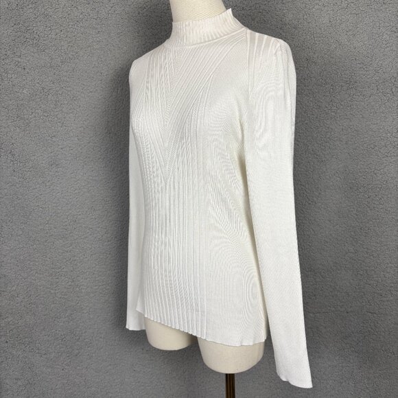 I.n.c. International Concepts Womens Detail Ribbed Mock Neck Sweater White Large - Picture 4 of 11